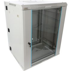   Pulsar RWDA1565-G 19" 15U 600x550 fali rack szekrény; kiforgatható; lapra szerelt; szürke; könnyített kialakítás