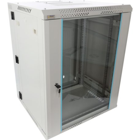 Pulsar RWDA1565-G 19" 15U 600x550 fali rack szekrény; kiforgatható; lapra szerelt; szürke; könnyített kialakítás