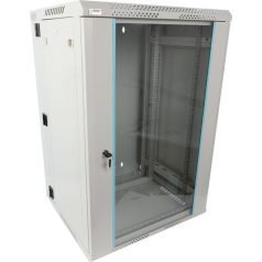   Pulsar RWDA1865-G 19" 18U 600x550 fali rack szekrény; kiforgatható; lapra szerelt; szürke; könnyített kialakítás