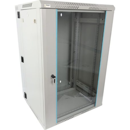Pulsar RWDA1865-G 19" 18U 600x550 fali rack szekrény; kiforgatható; lapra szerelt; szürke; könnyített kialakítás