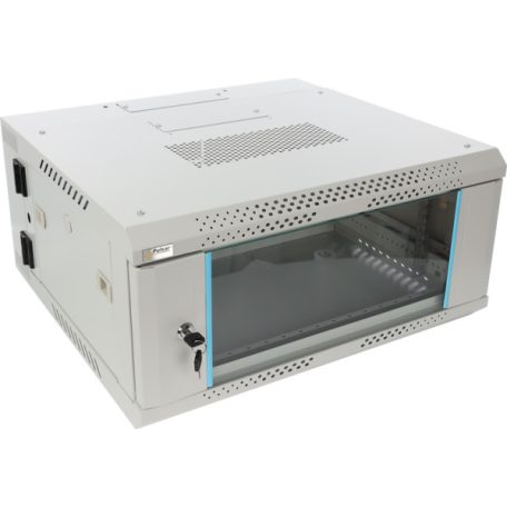 Pulsar RWDA465-G 19" 4U 600x550 fali rack szekrény; kiforgatható; lapra szerelt; szürke; könnyített kialakítás