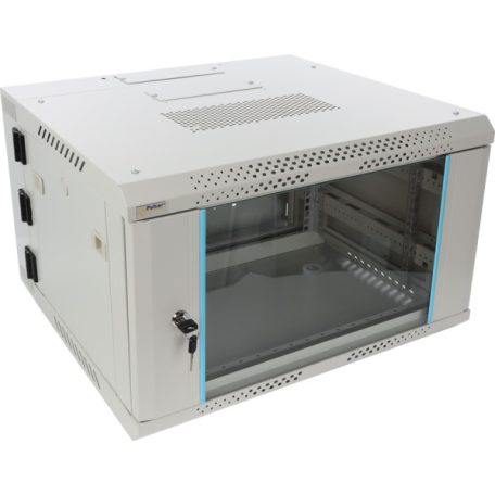 Pulsar RWDA665-G 19" 6U 600x550 fali rack szekrény; kiforgatható; lapra szerelt; szürke; könnyített kialakítás