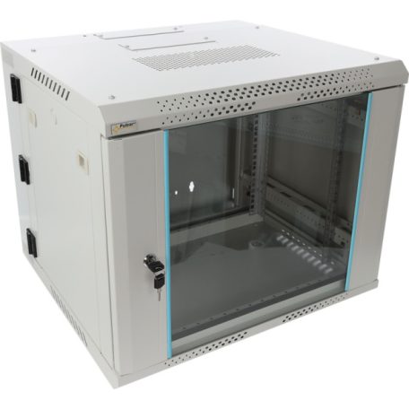Pulsar RWDA965-G 19" 9U 600x550 fali rack szekrény; kiforgatható; lapra szerelt; szürke; könnyített kialakítás