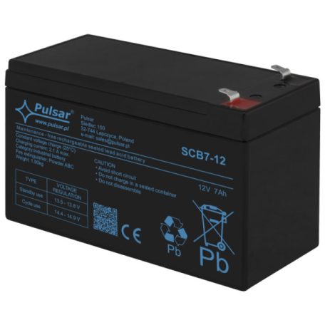 Pulsar SCB7-12 Akkumulátor 12V 7 Ah; SCB széria; T1 (F1) csatlakozó